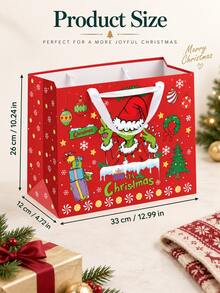 The Grinch مجموعة تغليف هدايا عيد الميلاد، أكياس هدايا العطلات مع مقابض حبلية، متوفرة باللونين الأحمر والأخضر، تشمل ورق التغليف وبطاقات التهنئة مع الأظرف والملصقات، لوازم تغليف الهدايا والحلويات والوجبات الخفيفة وهدايا الحفلات - ي-متعدد الألوان - مشاهدة 8