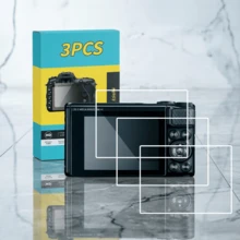 3片相機螢幕保護膜,相容於 G7X3/SX740 HS/SX730 HS/M200/R6 Mark II 系列相機,9H 硬度光學玻璃,高清晰度,易於安裝,無氣泡,清晰顯示,0.3mm 高畫質 - 查看 2