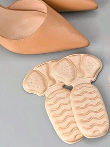 QKC 1 Pair T-Shaped Foam Half-Size Thickened Anti-Slip Anti-Chafing Soft Comfortable High Heel Shoe Heel Pads - Beige - View 2