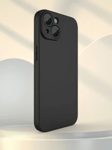 1件裝黑色極簡純色防震軟質全包覆手機殼，適用於 Apple 18 17 16 15 14 13 12 11 Pro Max Air - 黑色 - 查看 2