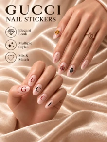 Gucci Nail Stickers, 176 Stickers In 4 Sheets, Size 13*7.7cm, Strong Adhesion, Perfect For DIY Nail Art - Multicolor - View 3