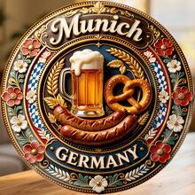 Munich Germany Fridge Magnet, A Bavarian Beer Garden Story Of Pretzels And Shared Kitchen Gatherings For All Metal Surfaces Throughout The Home - A - View 6