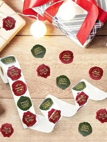 500 Sheets/Roll Christmas Label Stickers, Merry Christmas Sealing Stickers, For Baking Packaging, Gift Wrapping, Envelope & Stationery Decor, Xmas Gift Decoration - Multicolor - View 1
