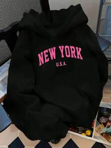 Plus Size Sweatshirts & Hoodies - Black (with Pink Lettering) - View 6