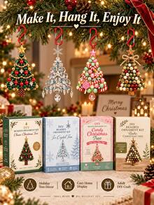 DIY Beaded Christmas Decoration Set, 4 Styles Handmade Beaded Tree Hanging Ornaments, Holiday Craft DIY Kit For Beginners, Gift Box Christmas Beading Project, Make Your Own Christmas Tree Hanging Decorations, Suitable For Tree Decor And Seasonal Gifts - Multi-color - View 8