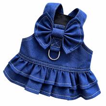 1pc Cute Denim Bow Dress For Cats And Dogs, Pet Harness Dress With Bowknot Design, Stylish Jean Skirt Outfit For Small Dogs And Kittens, Adorable Pet Clothing - Multicolor - View 13