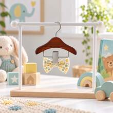 1pc Mini Pet Clothes Rack, 4.72 X 3.94 X 1.18 Inch Wooden Dog Cat Clothing Hanger With Metal Clips, Small Pet Wardrobe Storage Rack, Suitable For Puppy Sweaters, Dresses, Shirts, Coats, Costumes And Boutique Clothing Display - Brown - View 1
