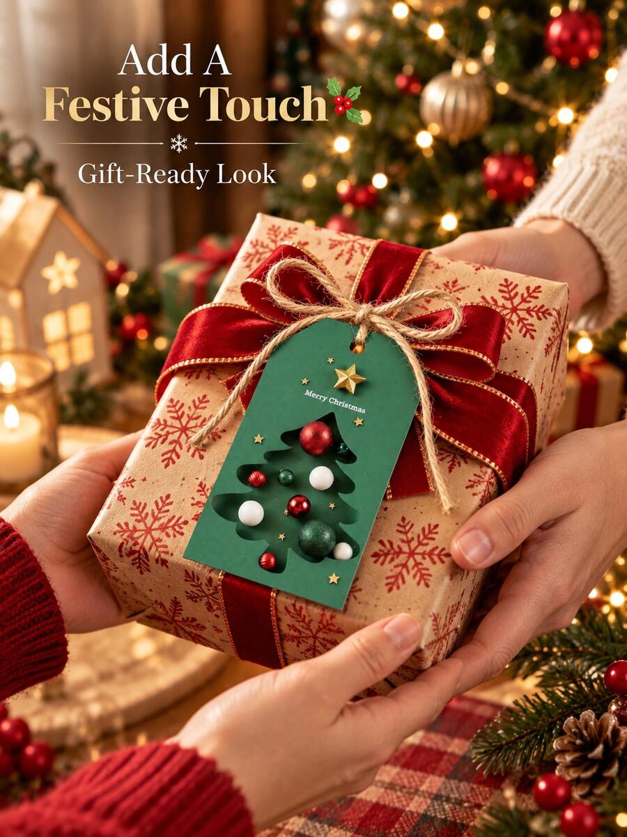 48pcs- Holiday Christmas Gift Tags With Jute Rope - Green Background, Perfect For Holiday Packaging Cards, Seasonal Greetings And Festive Decorations, Gift Wrapping Supplies Card - Multicolor - View 1