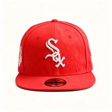 Topi Baseball Fashion Unisex New Era, Suede, Pinggiran Datar yang Dapat Diatur, 11925 - Merah - View 12