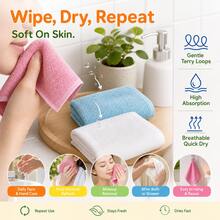 6/12/24/40pcs Bulk Pack Soft Quick-Dry Face Towels, Hand & Face Washcloths, Women's Bathroom Shower Body Cleaning Cloths, Viscose Fiber Multi-Purpose Fingertip Towels (Multi-Color, 10 X 10 Inches) - Multicolor - View 6