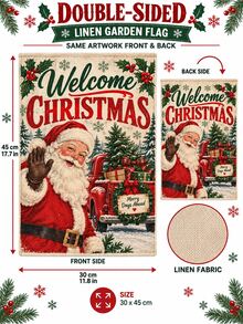 1pc Snowman Family Print Garden Flag, Rustic Linen Vertical Yard Banner With Let It Snow Slogan, Farmhouse Front Porch Outdoor Hanging Decor For Christmas Winter Holiday Entryway - A - View 11