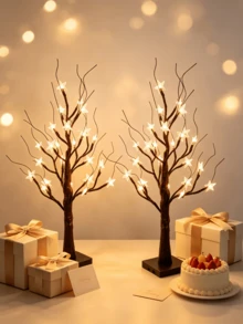1PC/2pcs 60CM Pearlescent Brown Star Tree Light 24 LED Warm Light Tree Lamp USB And 3 AA Battery Box Dual Power Supply Desktop Atmosphere Night Light Bedroom Party Decoration Ornament Lamp - Warm White - View 1