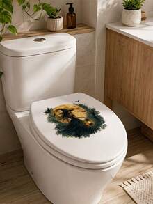 1pc Witch Pattern Toilet Sticker With Lantern Design, Water Tank Sticker, Bathroom Decor, Funny Toilet Sticker, Wall Decor, Home Decor, Enhance Your Home's Overall Aesthetic, Suitable For Halloween - one-size - View 6
