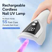 Portable Hand-Held Nail Polish Lamp, Ergonomic Comfortable Grip, Equipped With LCD Display Timing Function, Fast Drying, Suitable For Gel Nail Polish, Nail Polish Patch And Rhinestone Decoration, Is The Best Gift For Girlfriend, Gel Nail Polish Dryer - White - View 6