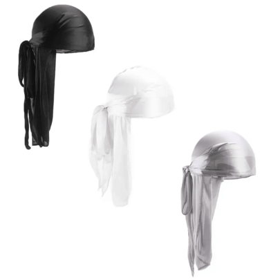 ZTZI Silky Satin Durag Long Tail Doo Rag, Solid Color Pirate Turban Headwrap, Hip Hop Wave Cap Hair Protection Headwear For Men Women