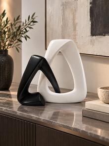 2pcs Modern Abstract Geometric Sculpture, Black & White Interlocking Triangle Decor, Minimalist Hollow Tabletop Ornament For Living Room Bookshelf Console Table Office Entryway Home Decor - Multiple Styles - View 6