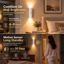 Indoor LED Motion Sensor Wall Light, Smart LED Wall Lamp With Touch Dimming And Motion Sensor, Up And Down Light Indoor Wall Lamp 3 Color Adjustable, USB Rechargeable Night Light, Suitable For Hallway, Bathroom, Bedroom - Slim Waist Multi-color - View 6