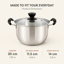 7.87in Stainless Steel Soup Pot With Glass Lid And Dual Side Handles, Cooking Pot For Soup, Noodles And Stew - View 10