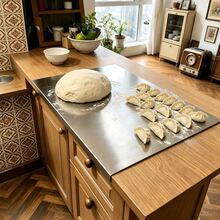 Large Stainless Steel Cutting Board With Rim, Kitchen Cutting Board With PVC Non-Slip Mat, Suitable For Meat, Fruit, Vegetables And Bread - View 11