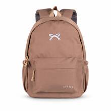 Large Capacity Women's School Backpack, 29 * 13 * 42 cm Casual Multi-Pocket Daypack with Embroidered Bow Design and Adjustable Padded Straps for School and Travel - Braun - Übersicht 1