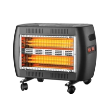 Avant ABRILA 2000W Quartz Electric Stove, Black, 5-Pot, 5-Element, Tip-Over Protection, Handle And Swivel Wheels, 36.5x53x23cm - EU F Type Plug(220-240V) - View 1