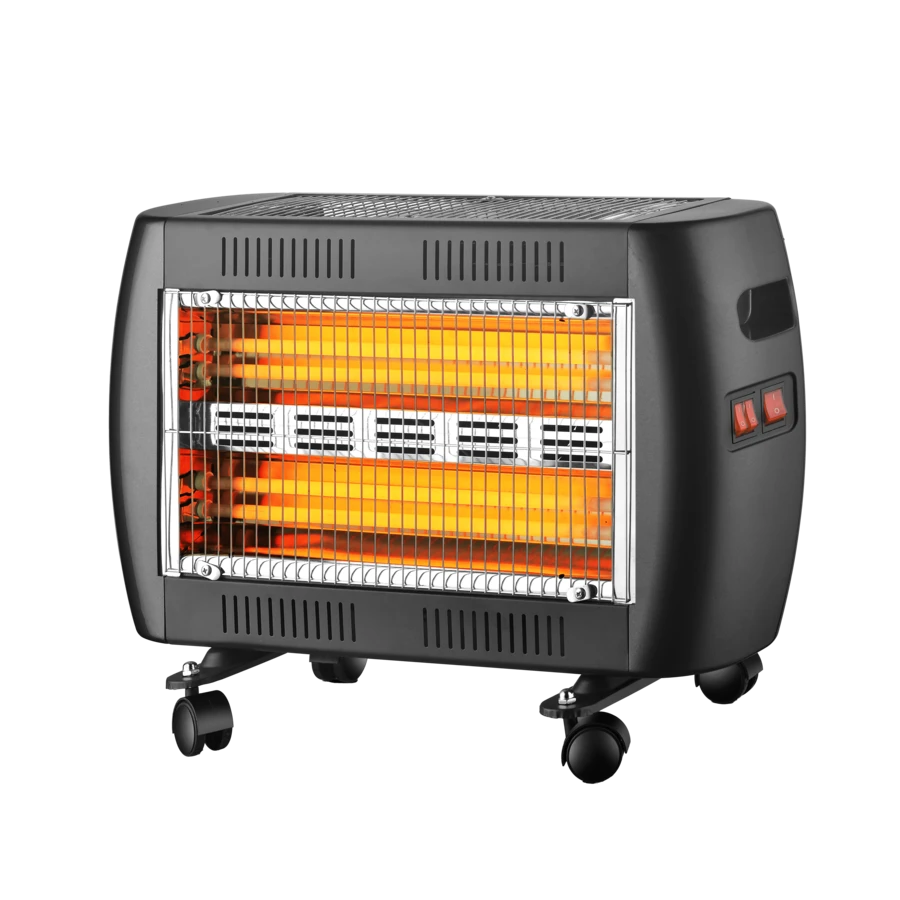 Avant ABRILA 2000W Quartz Electric Stove, Black, 5-Pot, 5-Element, Tip-Over Protection, Handle And Swivel Wheels, 36.5x53x23cm - EU F Type Plug(220-240V) - View 1