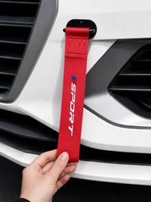 1pc Universal Car Sport Style Tow Strap Decor - High-Strength Nylon Webbing, "SPORT" Print Design, Easy Installation, Suitable For Most Car Front Bumper Grilles, Eye-Catching Appearance Modification Accessory, Black And Red Available - Multicolor - View 4