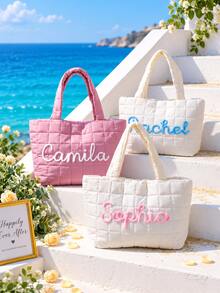 Women's Personalized Name Customized Fluffy Crochet Bag, Bridesmaid Gift, Wedding Bridesmaid Bag - Multicolor - View 4