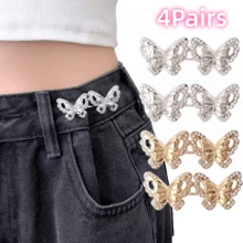 2/3/4Pairs Rhinestone Butterfly Waist Tightener, Loose Jeans Waist Button, Seamless And Tool-Free Jeans Tightener, Adjustable Button, Butterfly Instant Button Pin - Multicolor - View 23