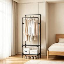 Clothes, Shoes And Bags All-In-One Standing Rack, Double Hanging Rod Vertical Coat Rack, Side Hooks For Bags And Keys, Bottom Shelf Shoe Rack, Thickened Steel Pipe Heavy Duty Multi-Function Storage Organizer - Multicolor - View 4