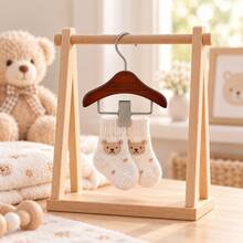 1pc Mini Pet Clothes Rack, 4.72 X 3.94 X 1.18 Inch Wooden Dog Cat Clothing Hanger With Metal Clips, Small Pet Wardrobe Storage Rack, Suitable For Puppy Sweaters, Dresses, Shirts, Coats, Costumes And Boutique Clothing Display - Brown - View 2