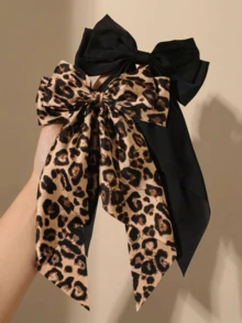 2pcs Large Satin Bow Hair Clips, Women Girls Use, Long Tail Ribbon Hair Accessories, Cute & Elegant, Suitable For Party, Daily, Holiday, Autumn Style, Autumn Outfit, Cosplay - Multicolor - View 2