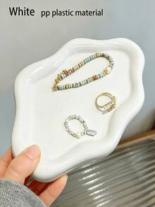 PP Plastic Aesthetic Asymmetrical Cloud Tray, Wavy Edge Decorative Storage Dish, Multi-Functional Jewelry Hair Clip Key Cosmetic Organizer, Suitable For Vanity Bedside Table Fashionable Desktop Decor, Wedding Holiday And Home Daily Scenes - Multicolor - View 7