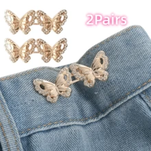 2/3/4Pairs Rhinestone Butterfly Waist Tightener, Loose Jeans Waist Button, Seamless And Tool-Free Jeans Tightener, Adjustable Button, Butterfly Instant Button Pin - Multicolor - View 16