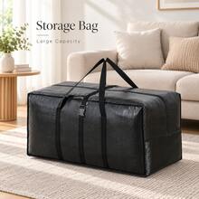Naturepeak Large Foldable Fabric Storage Bag With Handles, For Quilts, Clothes, Seasonal Items, Waterproof, Dustproof, Portable Home Travel Moving Storage Solution, Extra Large Capacity Zipper Storage Bin Alternative - Black - View 7