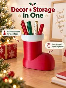 Tempat Pena Plastik Berbentuk Sepatu Bot Natal, Desain Mulut Lebar, Kotak Penyimpanan Meja Liburan, Cocok untuk Pena, Pensil, Kuas, Penggaris, dan Barang-Barang Kecil, Ember Penyimpanan Dekorasi Musim Dingin Pesta Natal Ruang Kerja Kantor, Belajar, Rumah - MultiWarna - View 4
