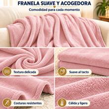 Solid Color Flannel Blanket 100% Polyester High Grammage High Density For Extra Comfort And Warmth - Baby Pink - View 8