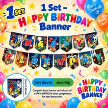 Roblox 1套生日快樂橫幅－15cm紙製三角旗，附卡通遊戲角色，可重複使用字母旗幟，適合兒童生日、遊戲之夜、房間裝飾、居家裝飾、派對小禮物、萬聖節、聖誕節 - 森林九十九夜橫幅 - 查看 2