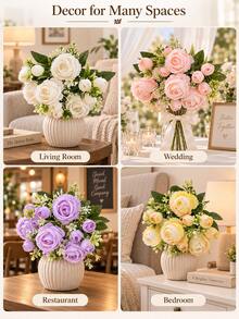 Artificial Flower Bouquet, Realistic Faux Floral Arrangement, Decorative Tabletop Ornament Craft, Suitable For Home Living Room, Dining Table, Wedding Backdrop, Party And Event Scene Decoration, Christmas Stocking Filler Gift - Multicolor - View 10