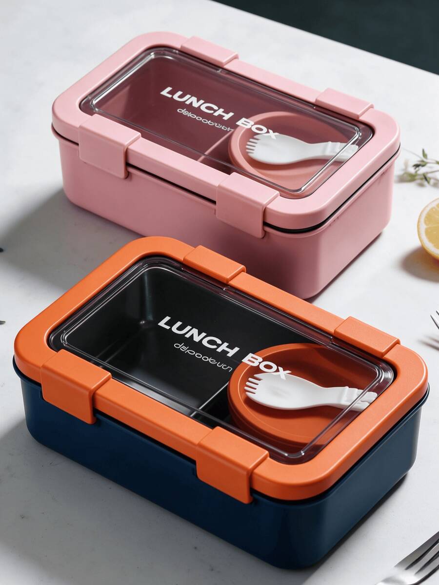 1pc Adult Lunch Box Container, Leak-Proof Stackable Food Storage Box With Utensils, Microwave And Dishwasher , Portable, Suitable For Work, School, Travel And More - Multicolor - View 1