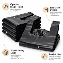 100PCS Disposable Cat Litter Waste Bags With Handles, 28 X 18cm Black Pet Poop Bags, Easy Carry Pet Waste Bags For Cat Litter Box Cleanup, Dog Waste & Daily Pet Cleaning - Black - View 4