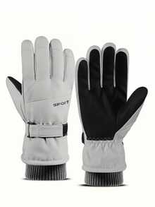 Unisex Thick Fleece Lined Winter Ski Gloves (1 Pair), Waterproof, Windproof, Warm, Non-Slip And Durable, Suitable For Snowboarding, Cycling, Hiking, Motorcycle Riding, Outdoor Sports, Driving, Running, Work, Camping, Hunting, Mountaineering And Daily Winter Wear In Cold Weather. Equipped With Adjustable Wrist Straps And Elastic Knitted Cuffs, Providing Excellent Warmth, Hand Protection And Comfortable Fit In Extreme Cold Conditions. - Multicolor - View 4