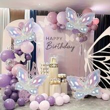 4 buah Balon Foil Aluminium Kupu-kupu Transparan Warna-warni Ukuran Besar 24,8 Inci untuk Dekorasi Pesta Hari Valentine, Ulang Tahun, Pernikahan, dan Perayaan. - View 4