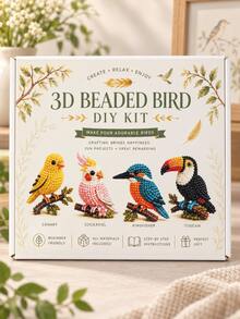 1 Set DIY 3D Animal Beaded Embroidery Kit, Bird Beaded Handmade Craft With Instructions, Cute Beaded Art Handmade Bird Gift, Suitable For Beginners And Craft Enthusiasts - Multicolor - View 13