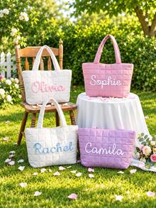Women's Personalized Name Customized Fluffy Crochet Bag, Bridesmaid Gift, Wedding Bridesmaid Bag - Multicolor - View 5