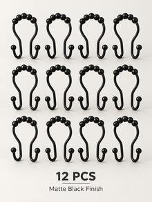12/1pc Stainless Steel Double Roller Ball Hooks, Suitable For Bathroom - Rust-Proof, Smooth Sliding Double Rings, Suitable For Shower Curtains And Liners, Bathroom Shower Curtain Set, Bathroom Curtains, Bathroom Accessories, Shower Curtain Hooks, Bathroom Decor - Multicolor - View 11