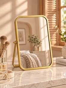 Adjustable Desktop Vanity Mirror, Metal Frame With Stand Makeup Mirror, High-Definition Clear Reflection Mirror, Rounded Edges, Portable Makeup Mirror, Suitable For Bedroom, Dressing Room, Bathroom, Home, Dorm And Office, Non-Slip Base, Sturdy And Durable, Aesthetic Decorative Mirror, Suitable For Daily Makeup, Skincare And Hairstyle Design, Graduation Season, Summer Travel Essential, Ideal Gift For Women - Multicolor - View 13