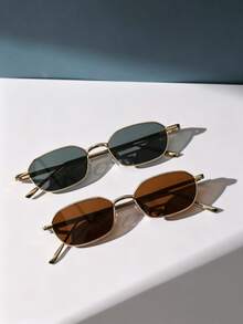 Multi-Color Men's Vintage Gold Rim Square Frame Fashion Glasses - Multicolor - View 4
