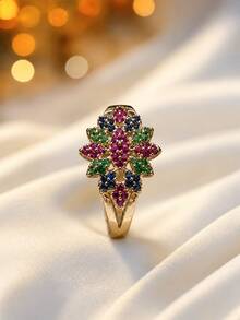 1pc Exquisite 3D Floral Cluster Elegant Delicate Ring, Suitable For Wedding, Party, Daily Wear, Versatile Women's Hand Accessory - Ring - View 17
