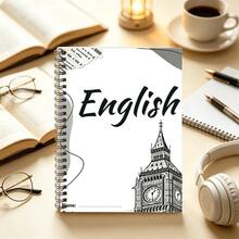 1 دفتر حلزوني مسطر A5، للاستخدام في دروس اللغة الإنجليزية، تصميم عتيق، نمط ساعة كبيرة بخطوط سوداء، قرطاسية للطلاب، مناسب لموسم العودة إلى المدرسة، قابل للاستخدام في ملاحظات دروس اللغة الإنجليزية - A - مشاهدة 4